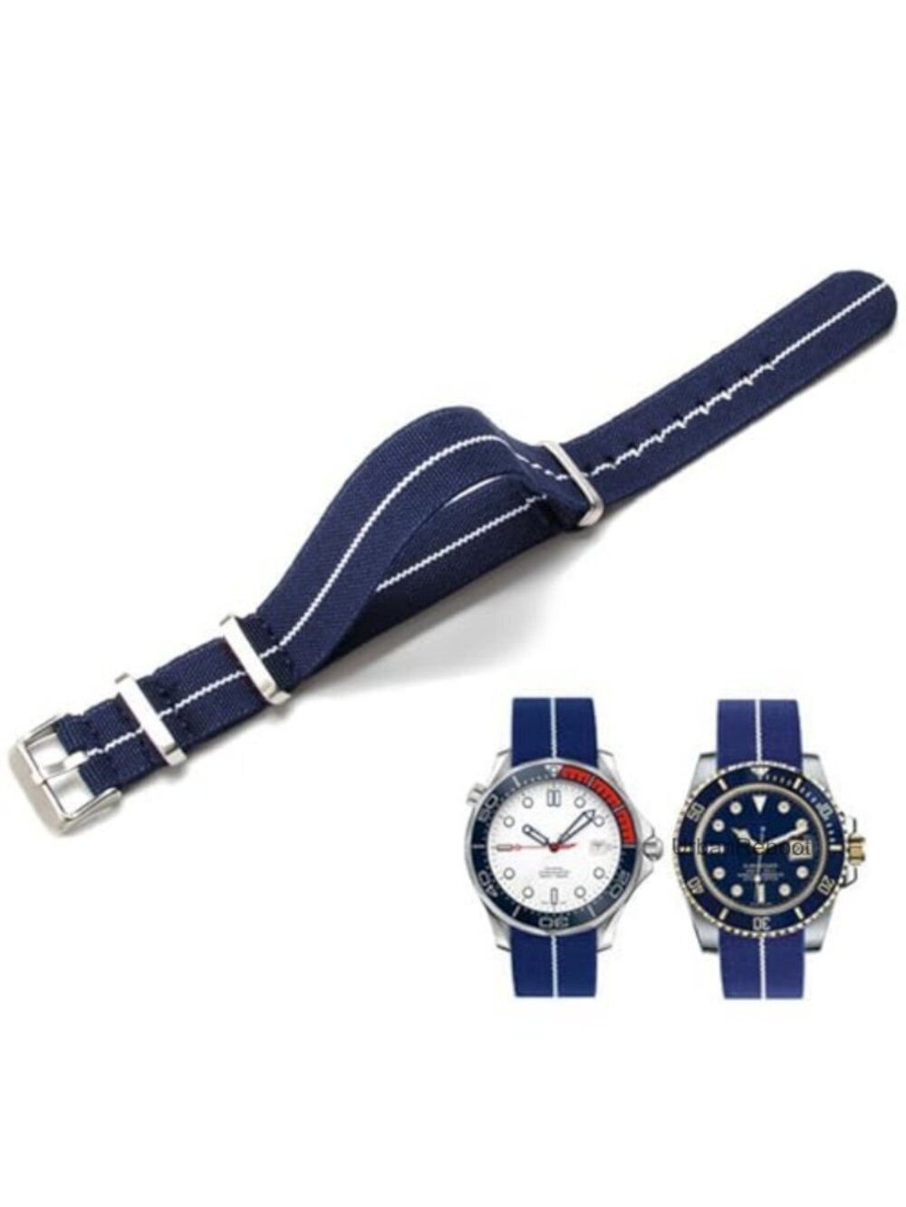 Nylon Elastic Watch Strap Parachute Style One-Piece Military Watch Band